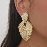 Maya | Vintage-style metallic wave leaf clip earrings