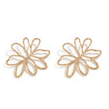 Elara | Large metal hollow flower stud earrings