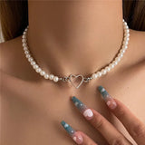 Mia | Imitation pearl heart choker